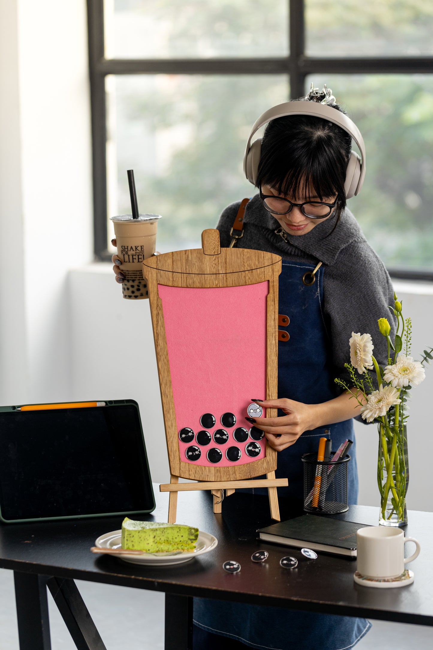 The Boba Board - Strawberry Milk Tea - Natural Wood