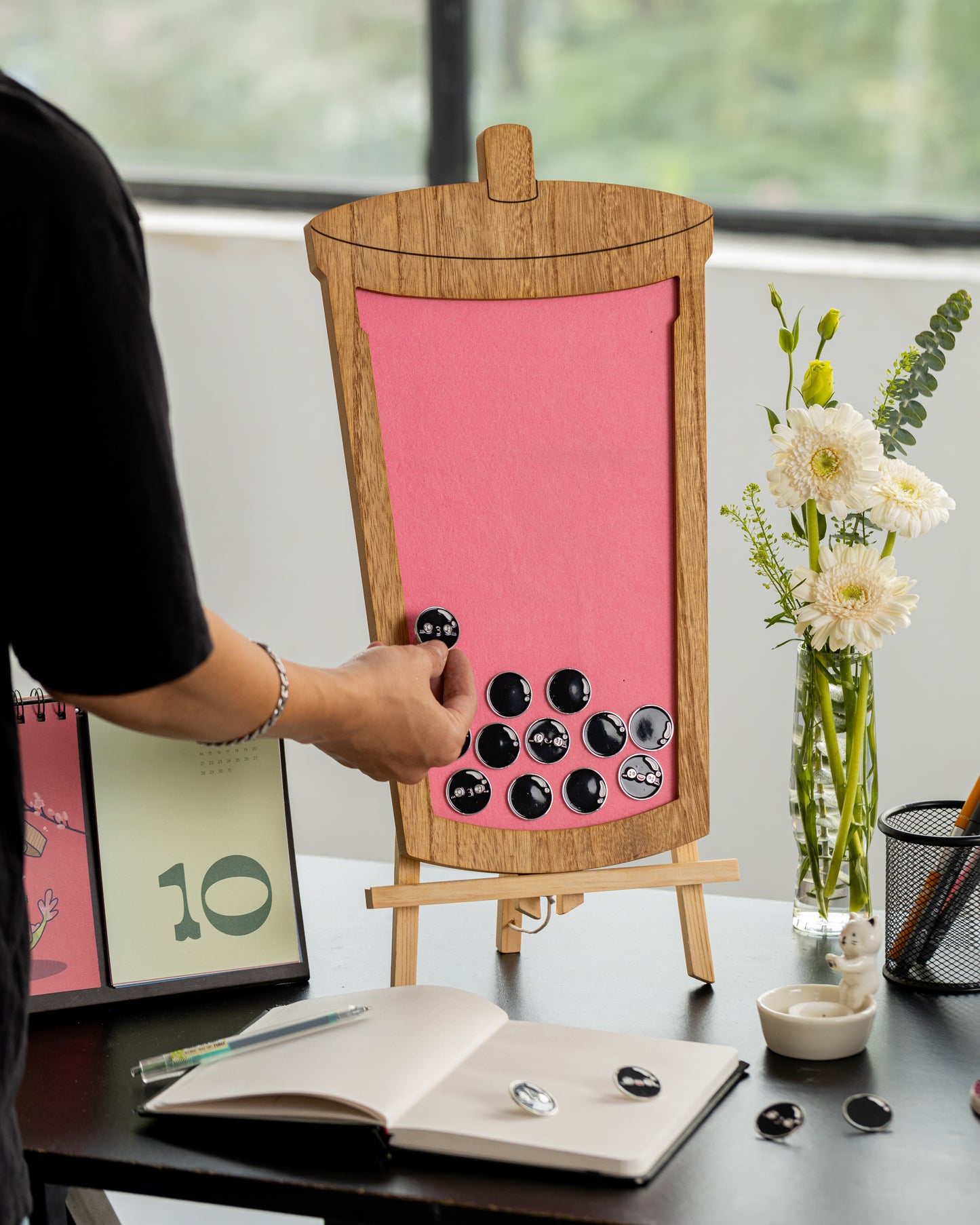 The Boba Board - Strawberry Milk Tea - Natural Wood