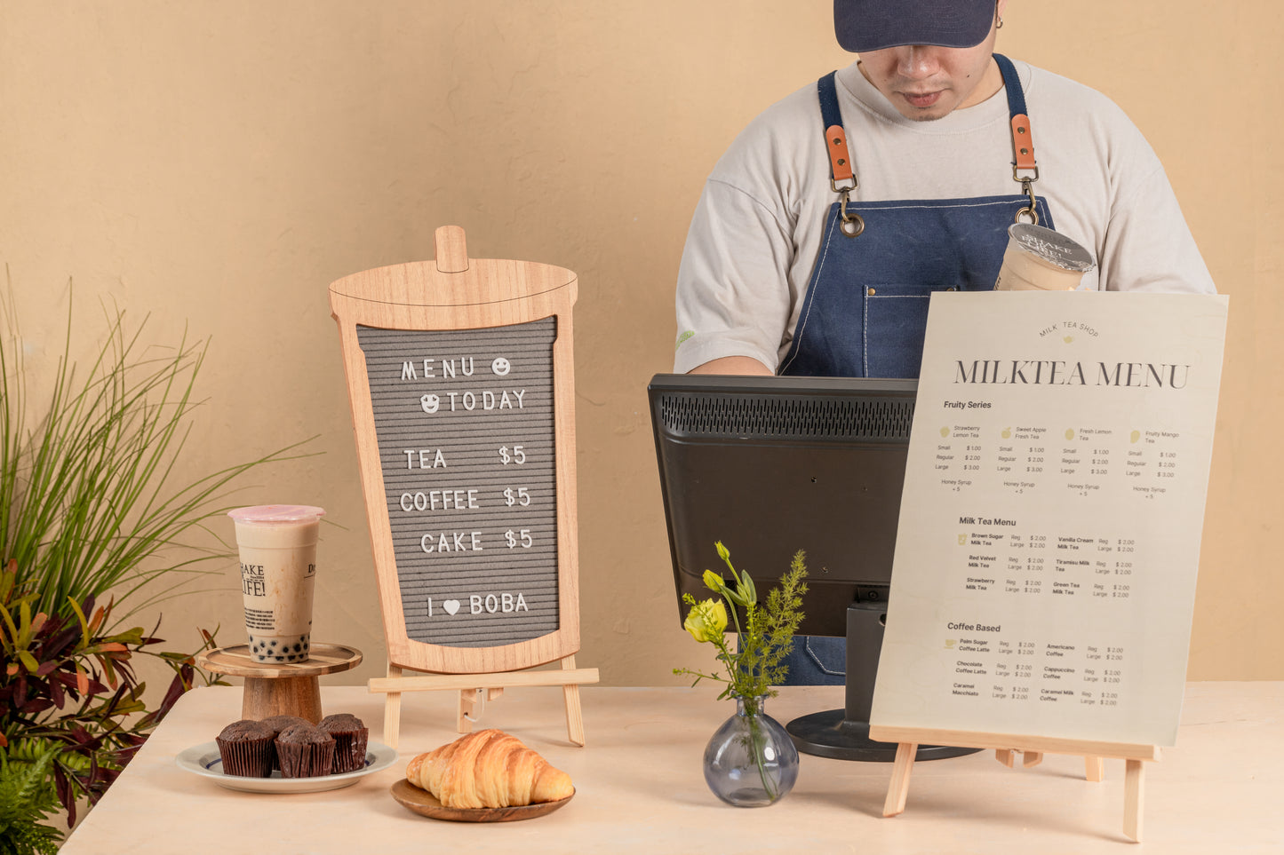 The Boba Letter Board - Black Sesame Latte