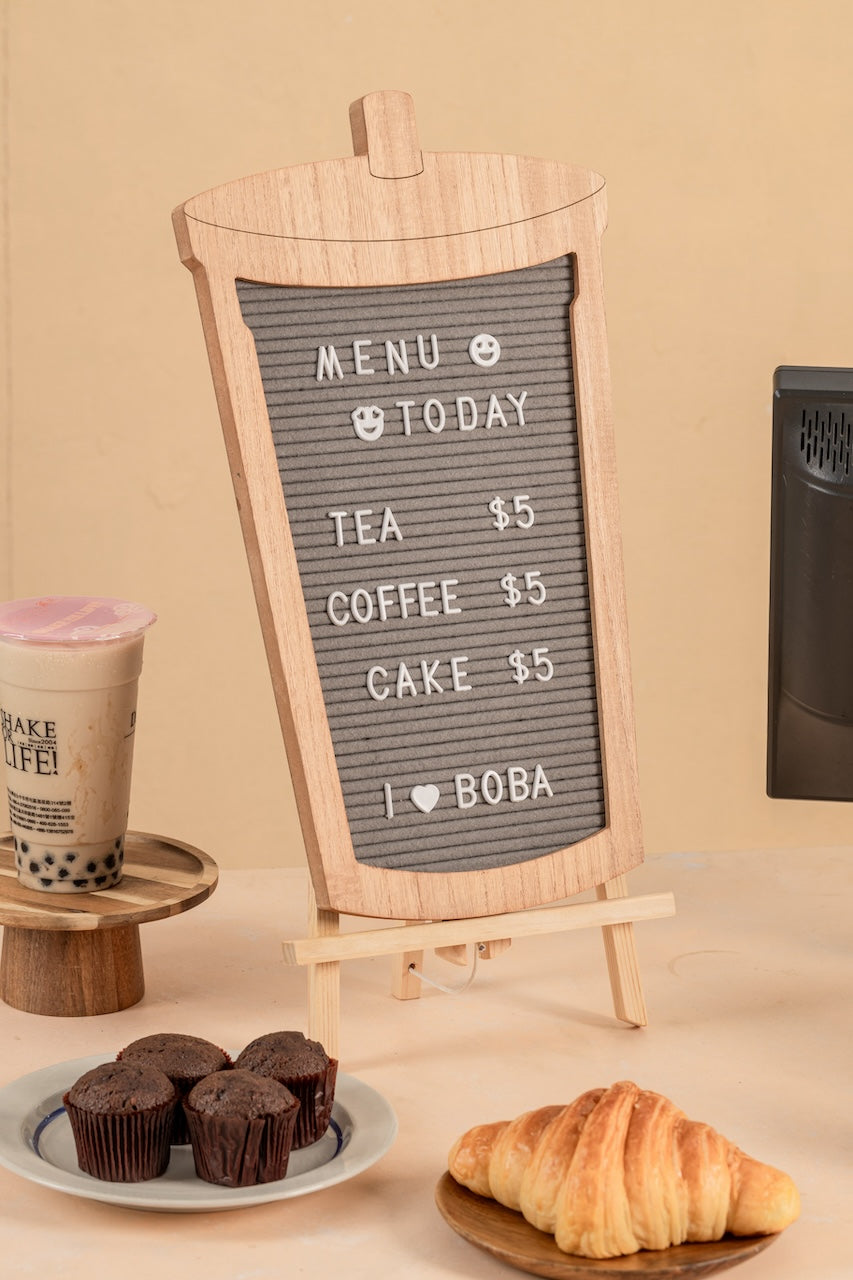 The Boba Letter Board - Black Sesame Latte