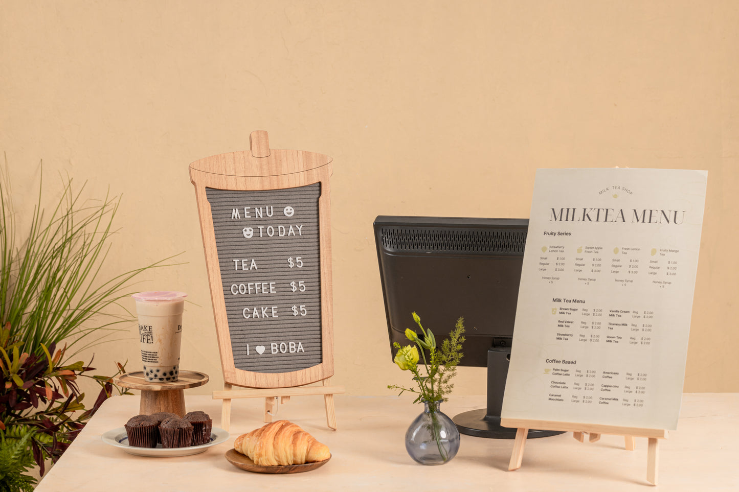 The Boba Letter Board - Black Sesame Latte