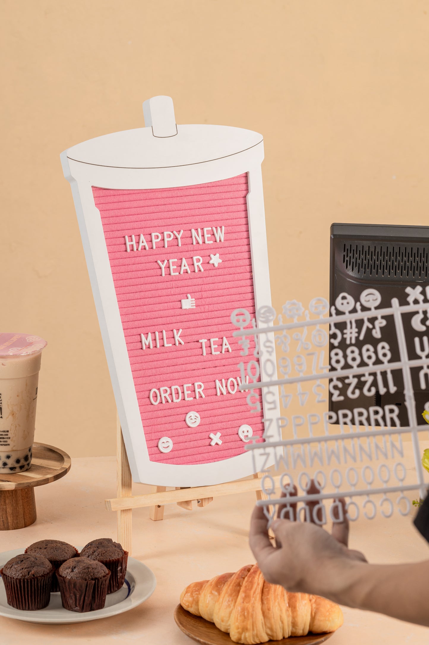 Boba Letter Board - Rose Milk Tea