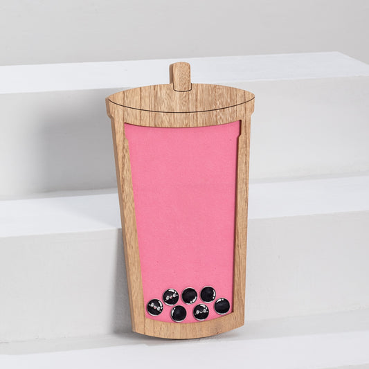 The Boba Board - Strawberry Milk Tea - Natural Wood